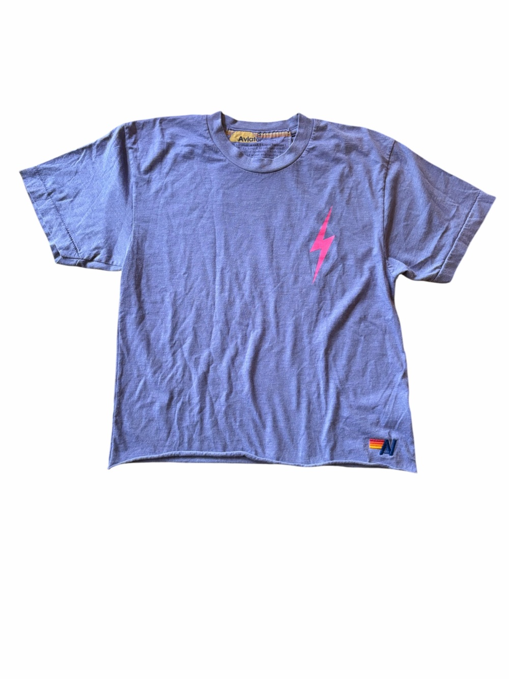 Aviator Nation Lavender Crew Tee with Yellow Logo Accent
